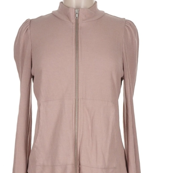 Chaser Womens Pale Pink Zip Up with Puffed Shoulders - Size M - Picture 5 of 7